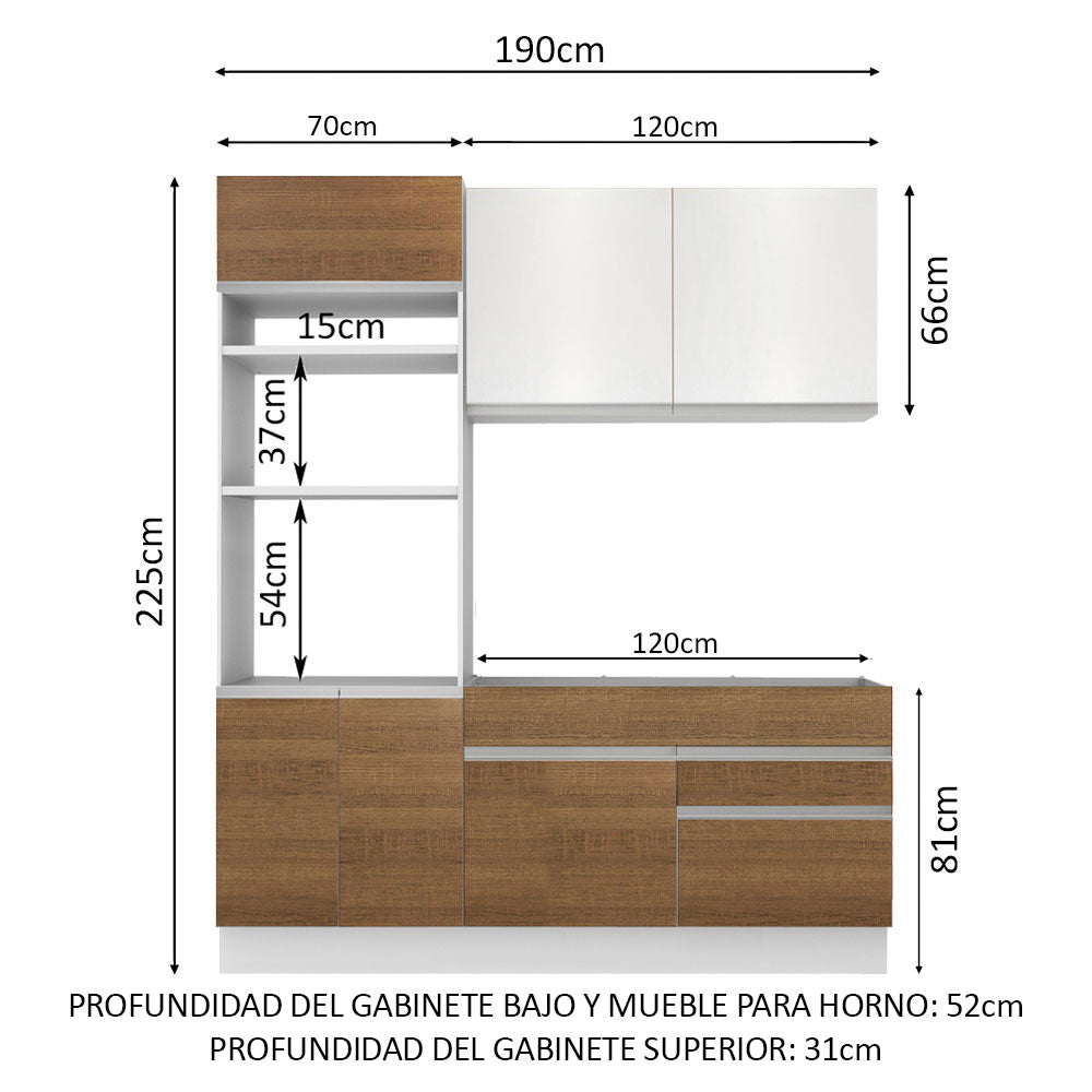 Cocina Integral 190cm Blanco/Marrón/Blanco Glamy 04