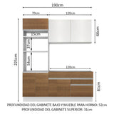 Cocina Integral 190cm Blanco/Marrón/Blanco Glamy 04