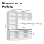 Cocina Compacta 190 cm Con Vitrina Blanco Glamy Madesa