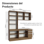 Cocina Compacta 190 cm Con Vitrina Marrón Glamy Madesa