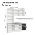 Cocina Compacta 190 cm Con Vitrina Blanco/Negro Glamy Madesa