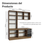 Cocina Compacta 190 cm Con Vitrina Marrón/Negro Glamy Madesa