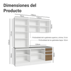 Cocina Compacta 190 cm Con Vitrina Blanco/Marrón Glamy Madesa