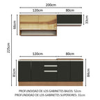 Cocina Compacta 200 cm Marrón/Negro Glamy Madesa