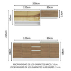 Cocina Compacta 200 cm Con Fregadero Blanco/Marrón Glamy Madesa