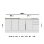 Cocina Compacta 200 cm Blanco Glamy Madesa