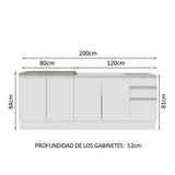 Mueble de Cocina 200cm Con Tarja Glamy Blanco