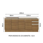 Cocina Compacta 200 cm Con Fregadero Marrón Glamy Madesa