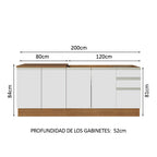 Cocina Compacta 200 cm Marrón/Blanco Glamy Madesa