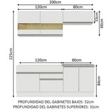 Cocina Compacta 200cm Blanco Glamy 07