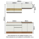 Cocina Compacta 200cm Marrón/Blanco Glamy 07