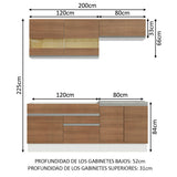Cocina Compacta 200cm Blanco/Marrón Glamy 07