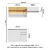 Cocina Integral 200cm sin Fregadero Blanco Glamy 08