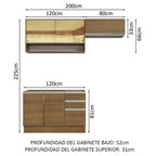 Cocina Compacta 200 cm Marrón Glamy Madesa