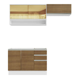 Cocina Integral 200cm sin Fregadero Blanco/Marrón Glamy 08