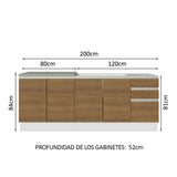 Mueble de Cocina 200cm Con Tarja Glamy Blanco/Marrón