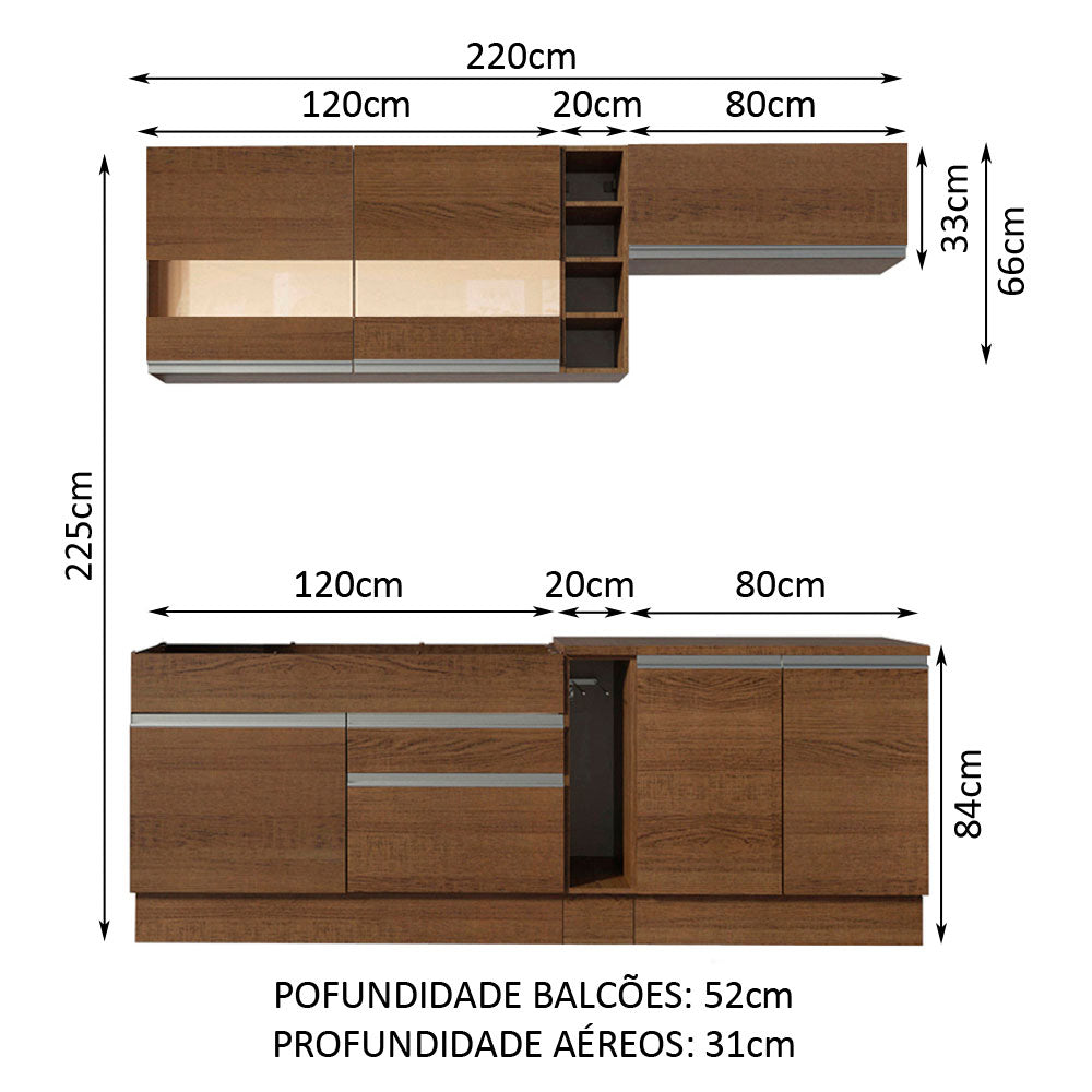 Cocina Integral 220 cm Marrón Parma 02