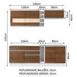 Cocina Integral 220cm Blanco/Marrón Parma 02