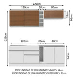 Cocina Integral 220cm Blanco/Blanco/Marrón Parma 03