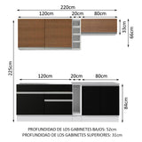Cocina Integral 220cm Blanco/Marrón/Negro Glamy 03