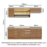 Cocina Integral 240cm sin Fregadero Marrón Glamy 03