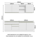 Cocina Integral 240cm Blanco Glamy 06