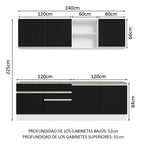 Cocina Integral 240 cm Blanco/Negro Glamy Madesa