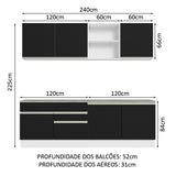 Cocina Integral 240cm Blanco/Negro Glamy 06