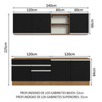 Cocina Integral 240 cm Marrón/Negro Glamy Madesa
