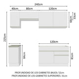 Cocina Integral 240cm Blanco Glamy 07