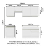 Cocina Integral 240cm Blanco Glamy 08