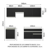 Cocina Integral 240cm Blanco/Negro Glamy 08