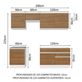 Cocina Integral 240cm Blanco/Marrón Glamy 08