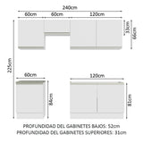 Cocina Integral 240cm Blanco Glamy 09