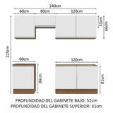 Cocina Integral 240cm Marrón/Blanco Glamy 09