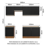 Cocina Integral 240cm Marrón/Negro Glamy 09