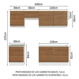 Cocina Integral 240cm Blanco/Marrón Glamy 09