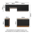 Cocina Integral 240 cm Marrón/Negro Glamy Madesa