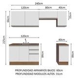 Cocina Integral con Accesorios 240cm Glamy Marrón/Blanco