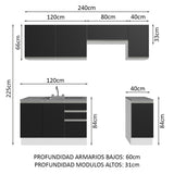 Cocina Integral con Accesorios 240cm Glamy Blanco/Negro