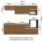 Cocina Integral 260 cm Marrón Glamy Madesa