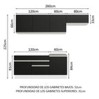 Cocina Integral 260 cm Blanco/Negro Glamy Madesa