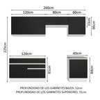 Cocina Integral 260 cm Blanco/Negro Glamy Madesa