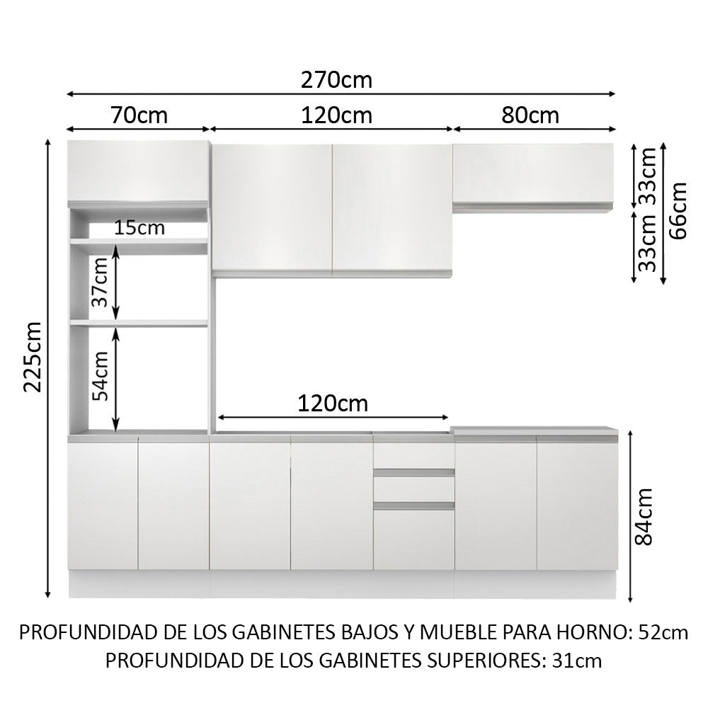Cocina Integral 270cm Blanco Glamy 02
