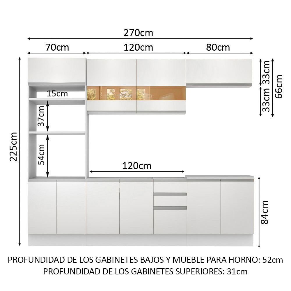Cocina Integral 270cm Blanco Glamy 03