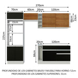Cocina Integral 270cm Blanco/Negro/Marrón Glamy 09