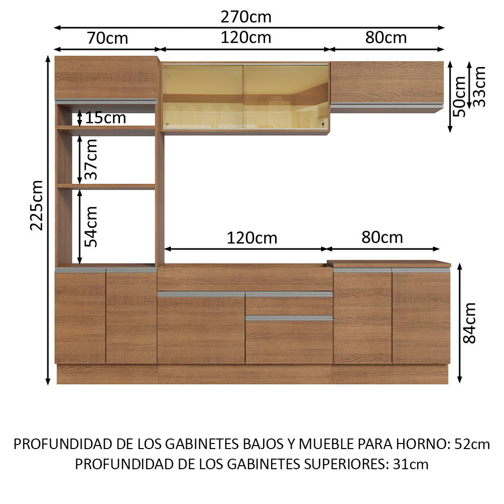 Cocina Integral 270cm Marrón Glamy 10