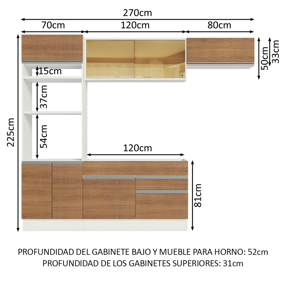 Cocina Integral 270cm Blanco/Marrón Glamy 11