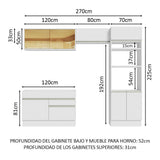 Cocina Integral 270cm Blanco Glamy 12