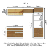 Cocina Integral 270cm Blanco/Marrón Glamy 12